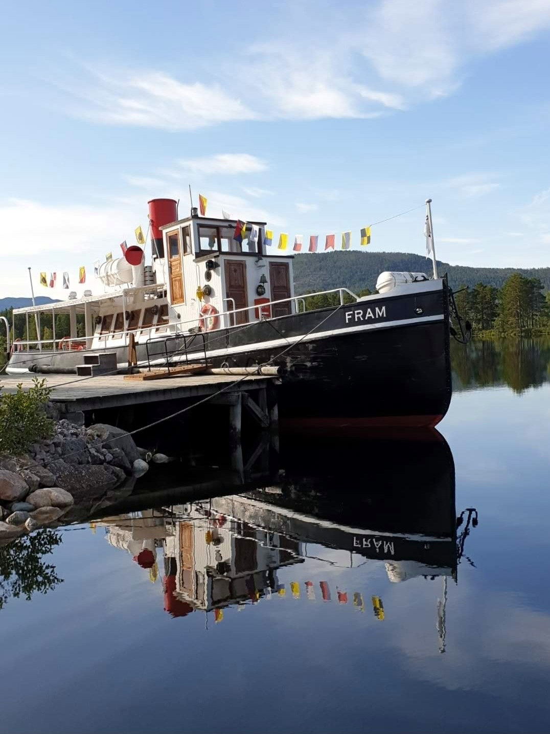 Historic boat FRAM on the lake