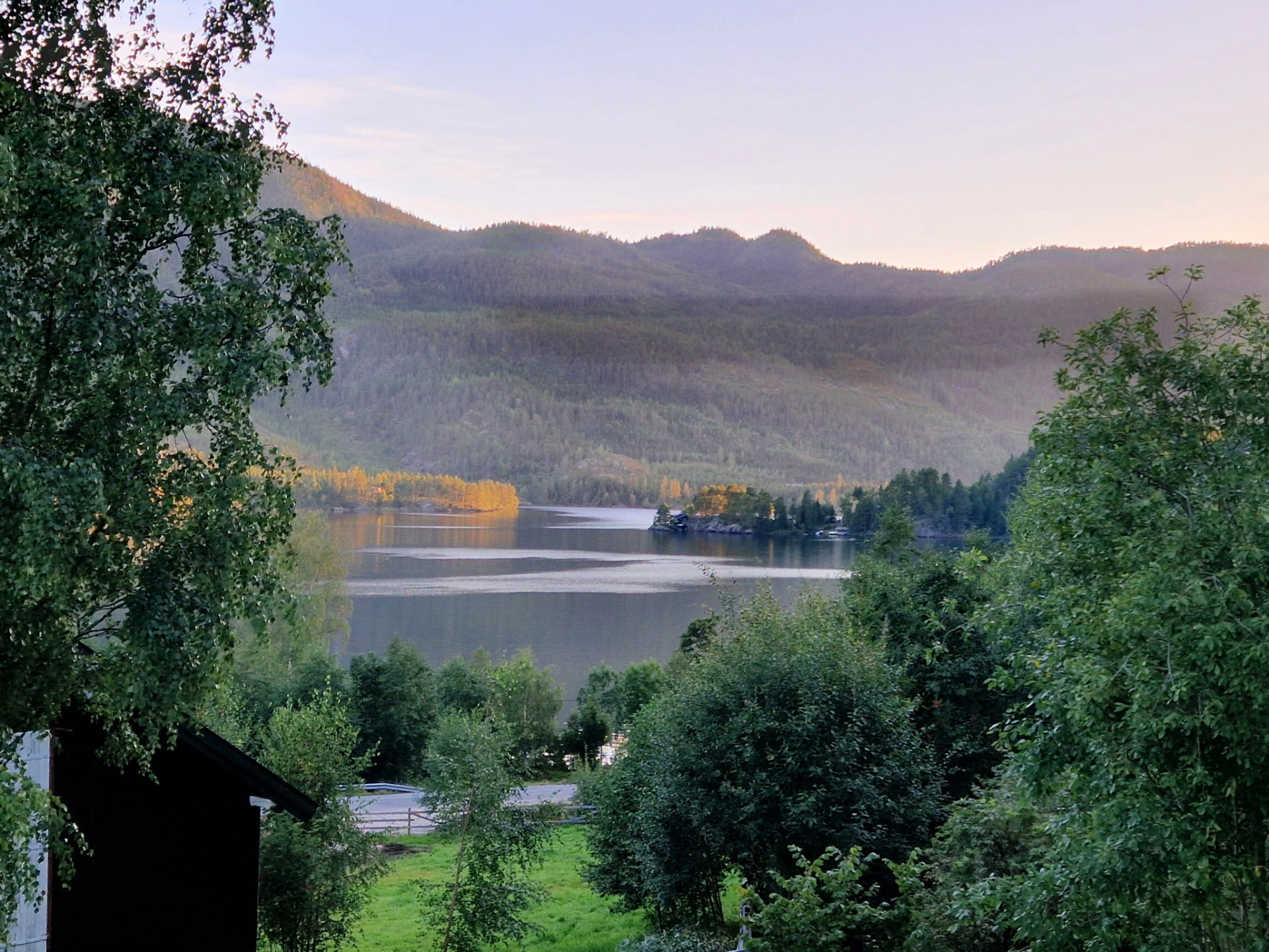 Lake in soft evening light
