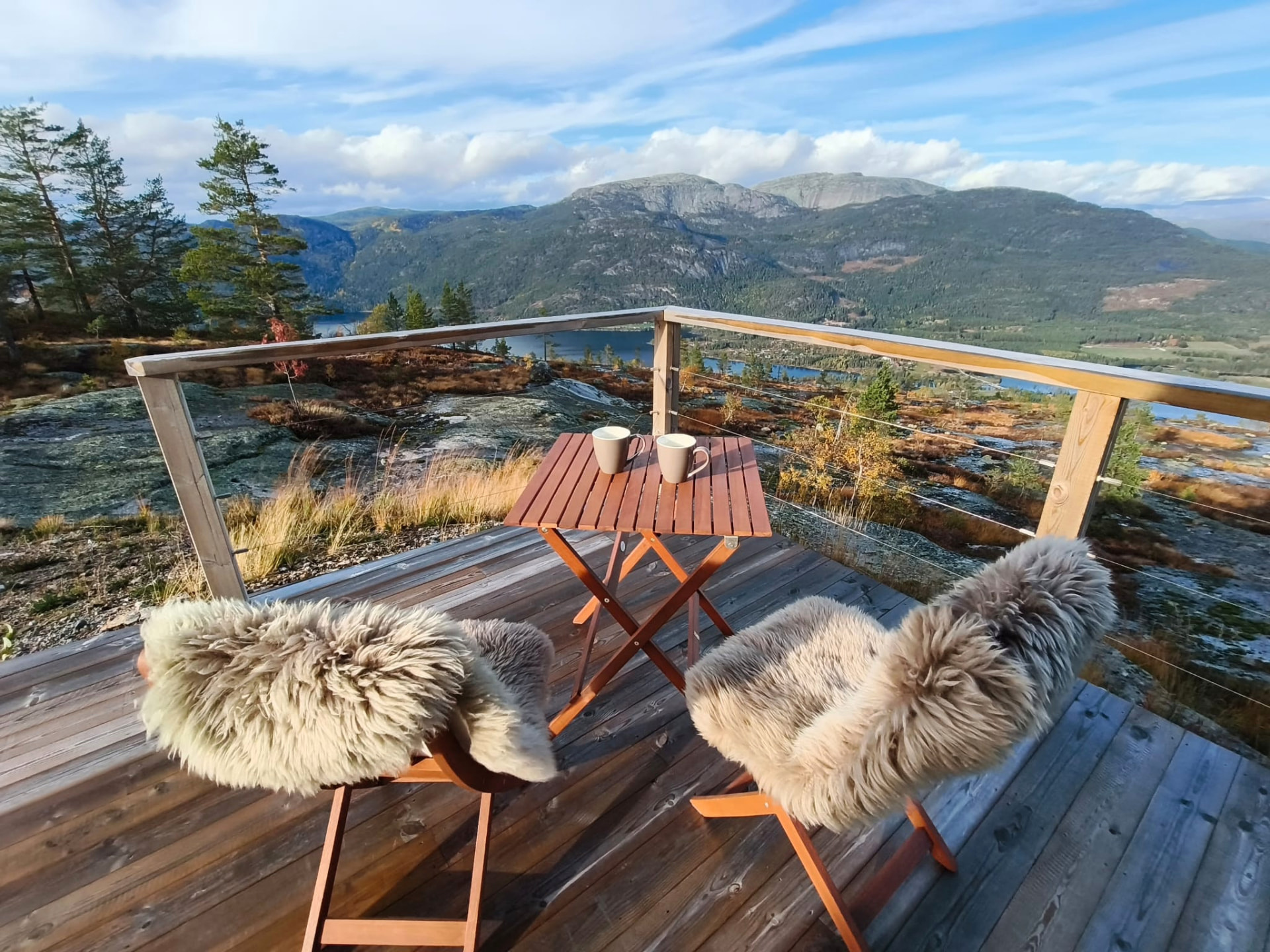 Terrace for two overlooking the mountains